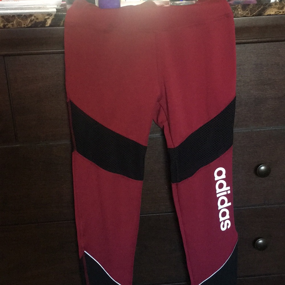 Burgundy adidas inspired leggings
